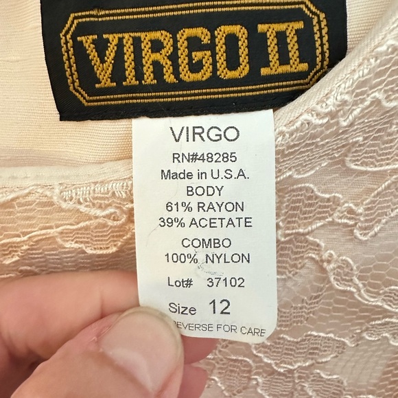 Y2K VIRGO II 12 pale pink lace midi woman nylon bridal coastal party dress - Picture 4 of 9